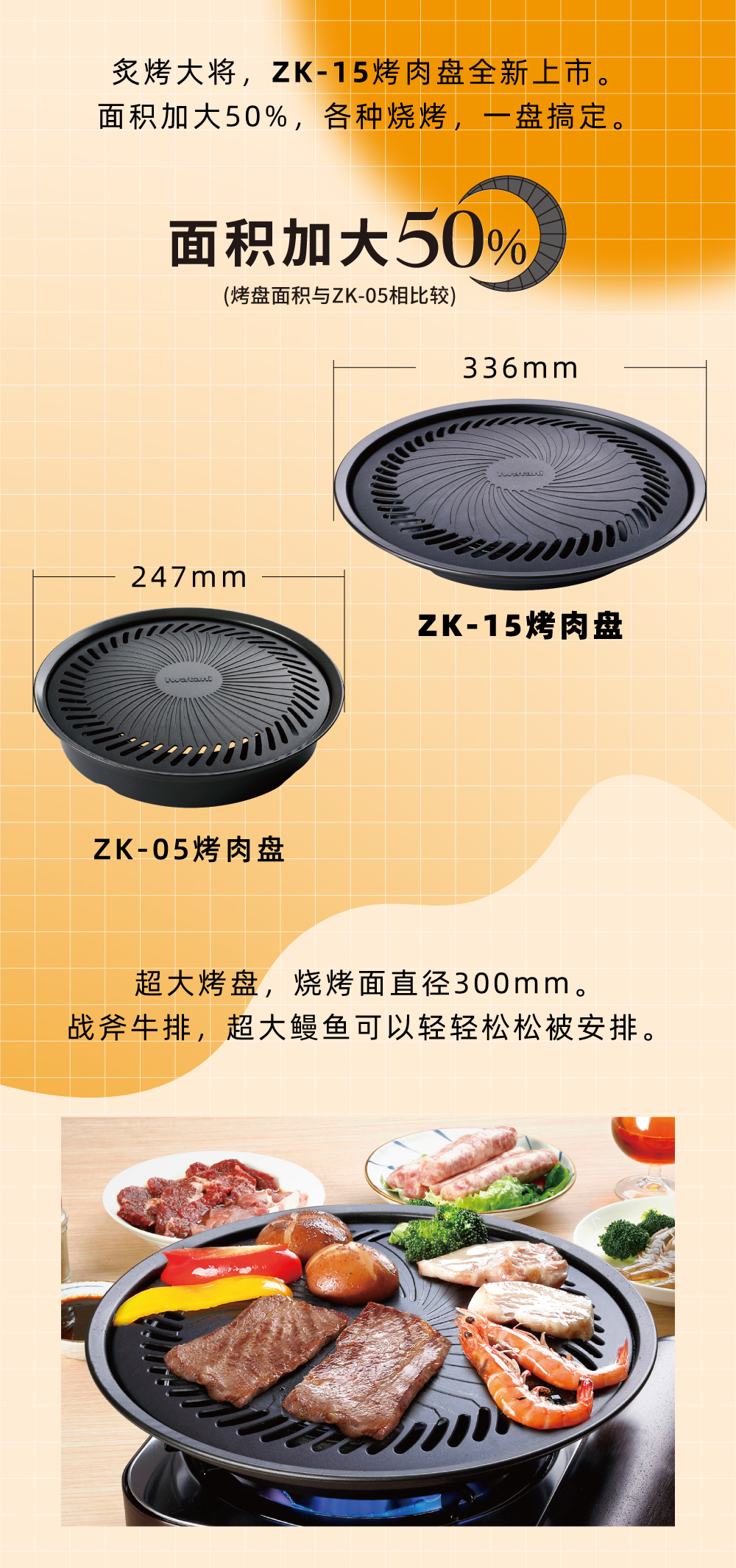 炙烤大將，zk-15全新上市。面積加大50%，各種燒烤，一盤搞定。